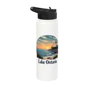 Lake Ontario Sunset Lighthouse Coastal Landscape Stainless Steel Insulated Water Bottle