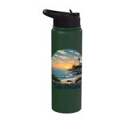 Lake Ontario Sunset Lighthouse Coastal Landscape Stainless Steel Insulated Water Bottle