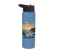 Lake Ontario Sunset Lighthouse Coastal Landscape Stainless Steel Insulated Water Bottle