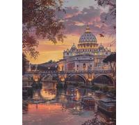 Lake Paint by Numbers for Adults, Architecture Painting by Numbers for Adults Children Beginners On Canvas, DIY Craft Art Painting Kit with Brushes Acrylic Pigment Home Decor 24x32in No Frame HPK-109