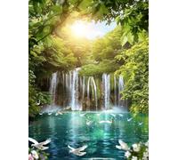 Lake Paint by Numbers for Adults, Swan Painting by Numbers for Adults Children Beginners On Canvas, DIY Craft Art Painting Kit with Brushes & Acrylic Pigment for Home Decor 20x26inch No Frame HPK-85
