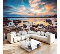 Lake Photo Wallpaper 118"x101" Rock 3D Effect Panoramic Wall Murals Non-Woven Wall Paper for Bedroom Living Room TV Backdrop,Easy to Install W-814