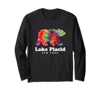 Lake Placid NY Adirondacks Camping Bear Tie Dye Long Sleeve T-Shirt