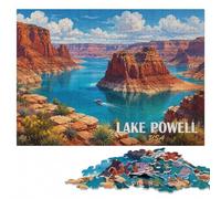 Lake Powell USA Landscape Illustration Jigsaw Puzzle, 1000 Pieces | For gifting: Jigsaw Puzzle - hands-on indoor leisure during indoor leisure.