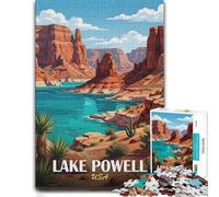 Lake Powell USA Landscape Illustration Jigsaw Puzzle for Adults, 500 Pieces | Section-by-section building: a simple way to organise the image on weekends.
