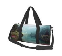 Lake Scenery Print Travel Duffel Bag, Foldable Gym Bag Overnight Weekend Bags for Women, Large Holdall Bag Cabin Bag for Sports and Travel