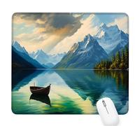 Lake Small Mouse Mat 10.24×8.27×0.12 Inch,2026 New Year Gaming Mousepad Mountain Range Mini Desk Pad with Non-Slip Base and Stitched Edge,for Wireless Mouse,Laptop,Office Home,Gift for Men/Woman D-596