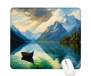 Lake Small Mouse Mat 10.24×8.27×0.12 Inch,2026 New Year Gaming Mousepad Mountain Range Mini Desk Pad with Non-Slip Base and Stitched Edge,for Wireless Mouse,Laptop,Office Home,Gift for Men/Woman D-596