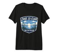 Lake St Clair Michigan Lake Nature Sunset Birds Outdoors Premium T-Shirt