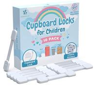 Lake Storm® Cupboard Locks for Children - 10 Pack | Child Safety Locks for Kitchen Cupboards | Baby Proofing Cabinet Drawer Locks | No Drilling | 3M Adhesive | Extra Strong | 4 Extra Stickers