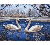 Lake Swan Puzzle - 1500 Piece Jigsaw Puzzles for Adults - The Back Features Printed Letter Guides - The Pieces fit Together Snugly - Wooden Puzzles for Adults - Gifts Family 34.3 X 22.4 Inch s7h-183