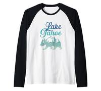 Lake Tahoe California Grizzly Bear Mountains Hiking Retro Raglan Baseball Tee