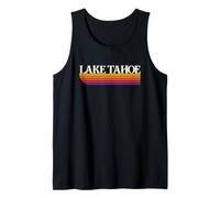 Lake Tahoe California Retro Graphic - Lake Tahoe CA Tank Top
