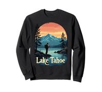 Lake Tahoe Fishing Serenity Sunset Scene Sweatshirt