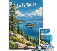Lake Tahoe Landscape Classic Wooden Jigsaw, Adults, 1000 Pieces | New Year puzzle activity with screen-free home activity during indoor leisure.