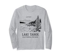 Lake Tahoe Line Drawing California Nevada Nature Souvenir Long Sleeve T-Shirt