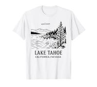 Lake Tahoe Line Drawing California Nevada Nature Souvenir T-Shirt