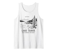 Lake Tahoe Line Drawing California Nevada Nature Souvenir Tank Top