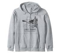Lake Tahoe Line Drawing California Nevada Nature Souvenir Zip Hoodie