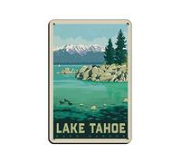 Lake Tahoe Sand Harbor Vintage Travel Poster Retro Poster Metal Tin Sign Retro Iron Painting for Bar Man Cave Cafe Family Garage Poster Wall Decoration 30x40CM