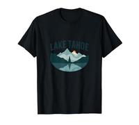 Lake Tahoe Scenic Mountain Landscape T-Shirt, Men, Black, 6XL