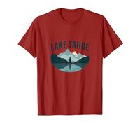 Lake Tahoe Scenic Mountain Landscape T-Shirt, Men, Cranberry Red, Medium