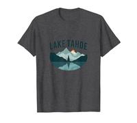 Lake Tahoe Scenic Mountain Landscape T-Shirt, Men, Dark Heather Grey, 6XL
