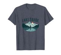 Lake Tahoe Scenic Mountain Landscape T-Shirt, Men, Heather Blue, XXL