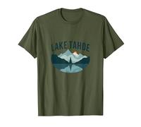Lake Tahoe Scenic Mountain Landscape T-Shirt, Men, Olive Green, Medium