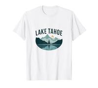 Lake Tahoe Scenic Mountain Landscape T-Shirt, Men, White, 6XL