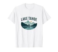 Lake Tahoe Scenic Mountain Landscape T-Shirt, Men, White, XXL