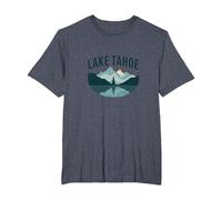 Lake Tahoe Scenic Mountain Landscape T-Shirt, Men's Big and Tall, Heather Blue, 2X Tall