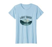 Lake Tahoe Scenic Mountain Landscape T-Shirt, Women, Baby Blue, XS