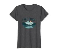 Lake Tahoe Scenic Mountain Landscape T-Shirt, Women, Dark Heather Grey, XXL