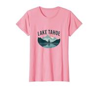 Lake Tahoe Scenic Mountain Landscape T-Shirt, Women, Pink, XS