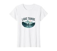 Lake Tahoe Scenic Mountain Landscape T-Shirt, Women, White, XXL