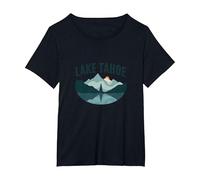 Lake Tahoe Scenic Mountain Landscape T-Shirt, Women's Plus, Black, 2X