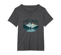 Lake Tahoe Scenic Mountain Landscape T-Shirt, Women's Plus, Dark Heather Grey, 2X