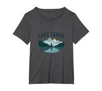 Lake Tahoe Scenic Mountain Landscape T-Shirt, Women's Plus, Dark Heather Grey, 4X