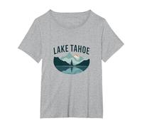 Lake Tahoe Scenic Mountain Landscape T-Shirt, Women's Plus, Heather Grey, 2X