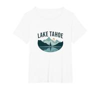 Lake Tahoe Scenic Mountain Landscape T-Shirt, Women's Plus, White, 2X