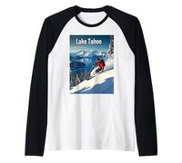 Lake Tahoe Winter Skiing Adventure Raglan Baseball Tee