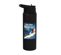 Lake Tahoe Winter Skiing Adventure Stainless Steel Insulated Water Bottle