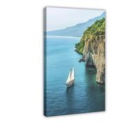 Lake Tanganyika Art Print, Deep Blue Water, Towering Cliffs Canvas Poster Bedroom Decor Landscape Office Room Decor Gift 16x24inch(40x60cm)
