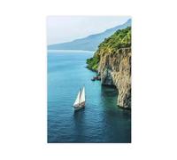 Lake Tanganyika Art Print, Deep Blue Water, Towering Cliffs Canvas Poster Bedroom Decor Landscape Office Room Decor Gift 08x12inch(20x30cm)