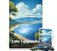 Lake Tanganyika Landscape Jigsaw Puzzle for Adults 1000 Pieces Sharp Thinking Clean Joint Fun Activity Birthday Surprise (38x26cm)