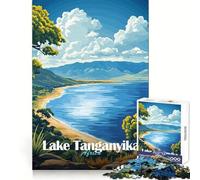 Lake Tanganyika Landscape Jigsaw Puzzles for Adults 1000 Pieces Recall Enhancer Creative Play Pattern Build Birthday Gift (38x52cm)