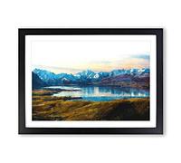 Lake Tekapo in New Zealand Painting Framed Print | A2 Black Framed Wall Art | Ready to Hang | Modern Landscape Picture | Living Room Bedroom Lounge Office