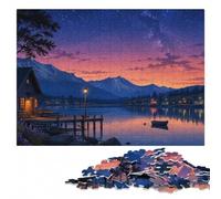 Lake Tekapo, New Zealand at Night Wooden Jigsaw Puzzle 500 Pieces | Jigsaw Puzzle Gift: clear image areas for detailed puzzle work on weekends.