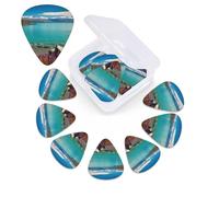Lake Tekapo South Island Guitar Picks Set of 12 with Custom Organizer Storage Box, Guitar Accessories, Ukulele for Acoustic Guitar, Bass, St. Day Gift